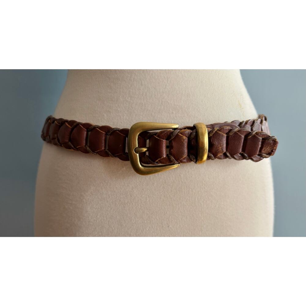 ST. JOHN’S Skinny Brown Leather Linked Belt Womens sz XS